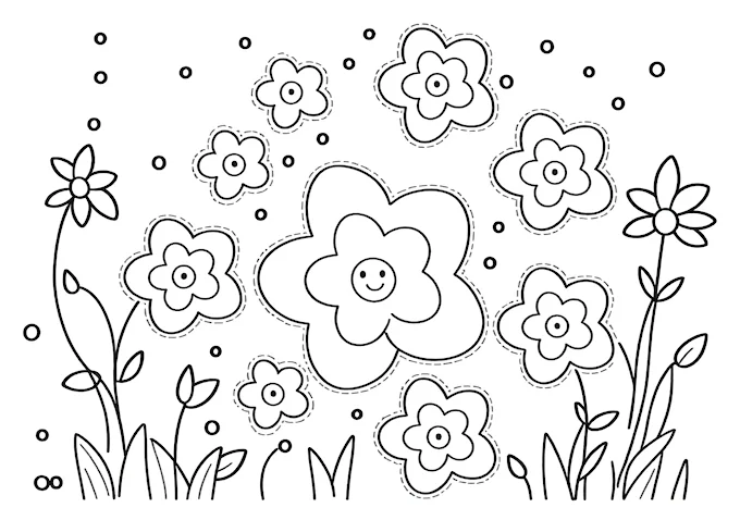Artistic floral confetti background coloring page