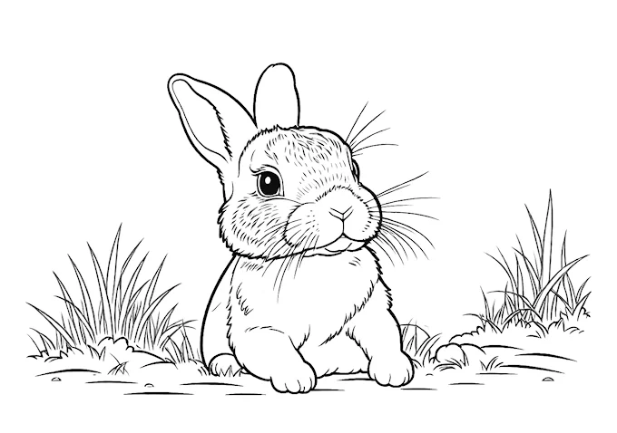 Cute bunny in lush grass exploring nature