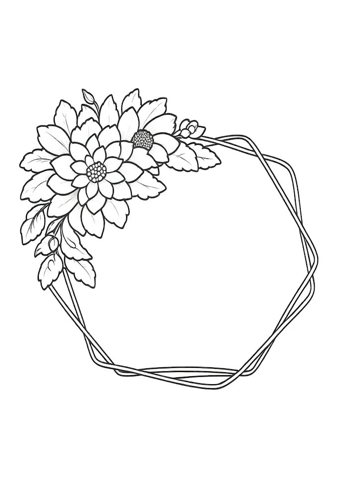 Artistic floral headband design coloring page