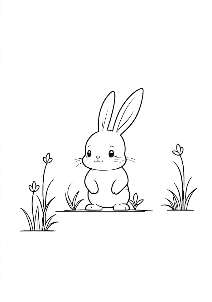 Prayerful Cartoon Bunny Coloring Page