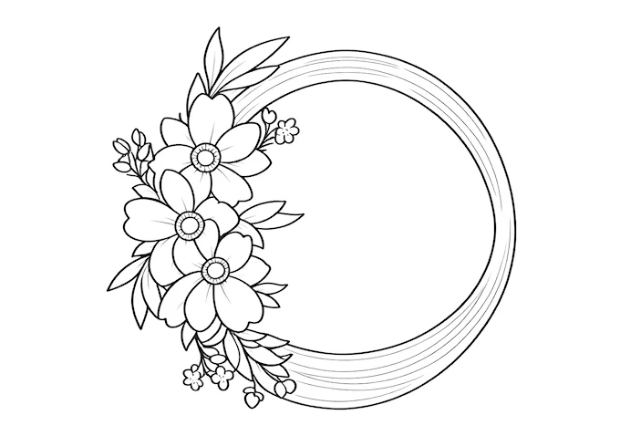 Artistic floral design on paper coloring page