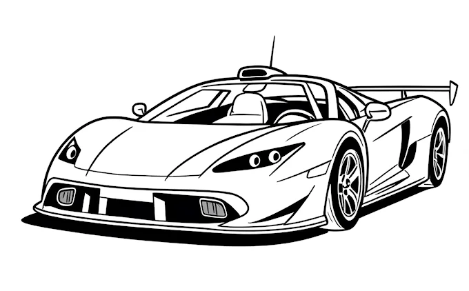 Sports car with police car on top, line art