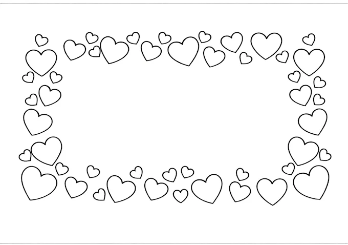 Black and white hearts with shading effects coloring page