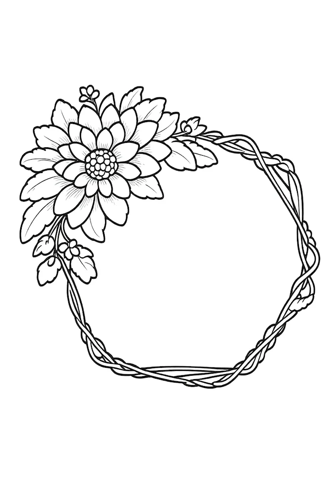 Elegant floral headband coloring page