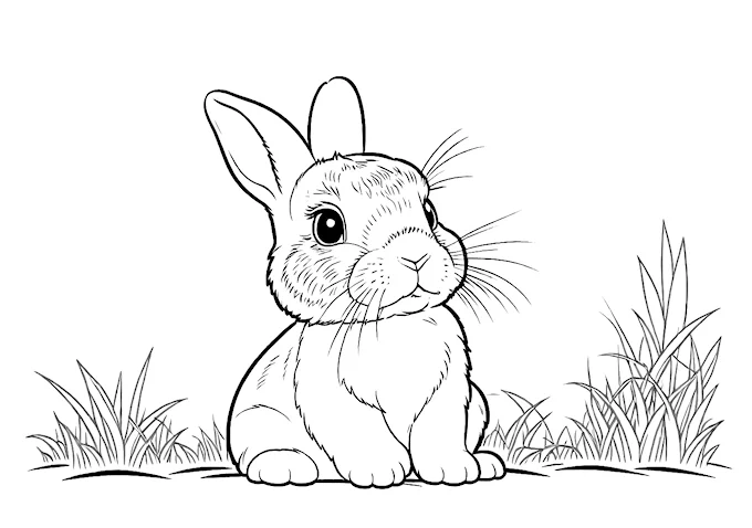 Curious bunny in grass exploring nature photo