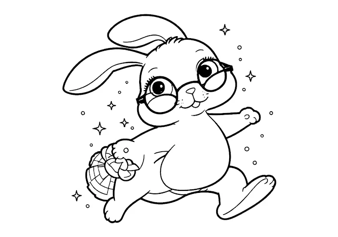 Adorable Bunny with Glittery Details Coloring Page