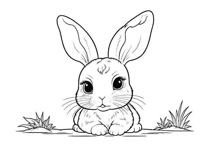 Soulful Bunny Rabbit Black and White Photo Coloring Page
