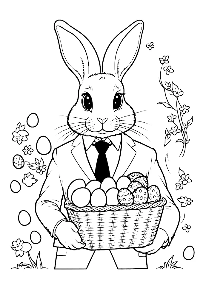 Professional Rabbit with Easter Basket Illustration