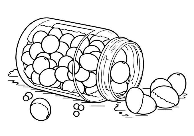 Can with egg-shaped emergency pellets coloring page