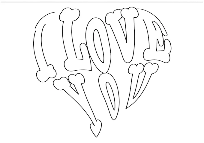 Abstract heart shape with &#039;L&#039; initial love coloring page