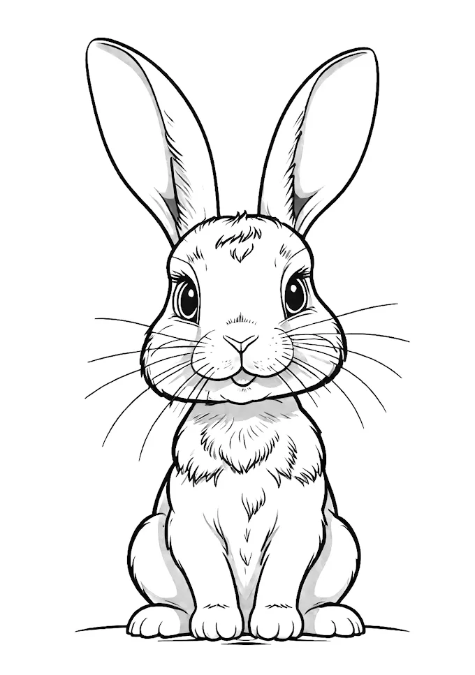 Close-up of bunny in black and white drawing with detailed shading
