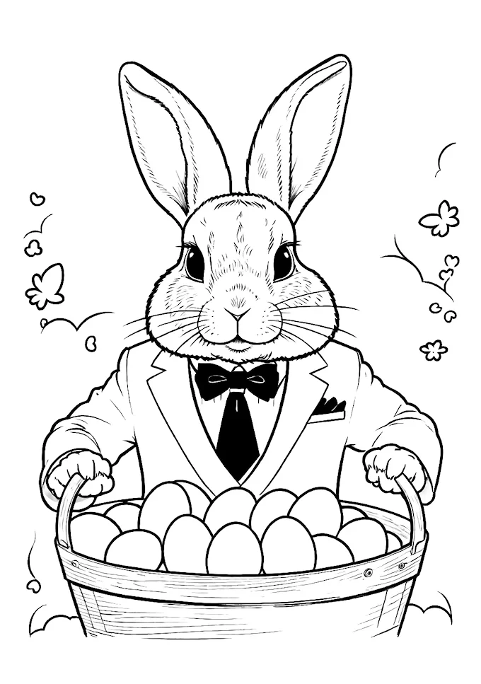 Rabbit in Formal Wear for Easter Celebrations Drawing