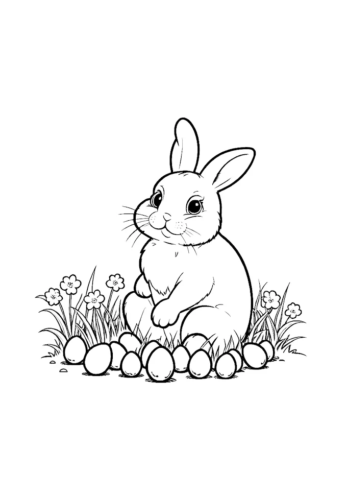Adorable bunny and nature-inspired eggs drawing