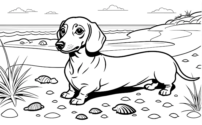 Dog standing on the beach