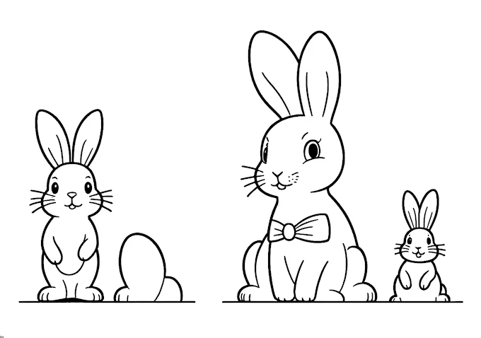 Ceramic Rabbit Figurines Easter Scene Coloring Page