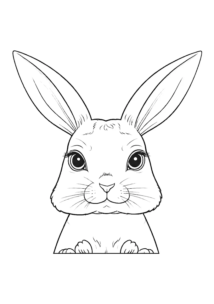 Gray bunny with long whiskers on shaded paper coloring page